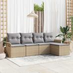vidaXL Tuinbank Set met kussen met opslag 5 pcs Beige Poly, Tuin en Terras, Verzenden, Nieuw