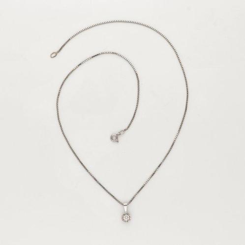 Collier - 14 carats Or blanc Diamant (Naturelle), Handtassen en Accessoires, Kettingen