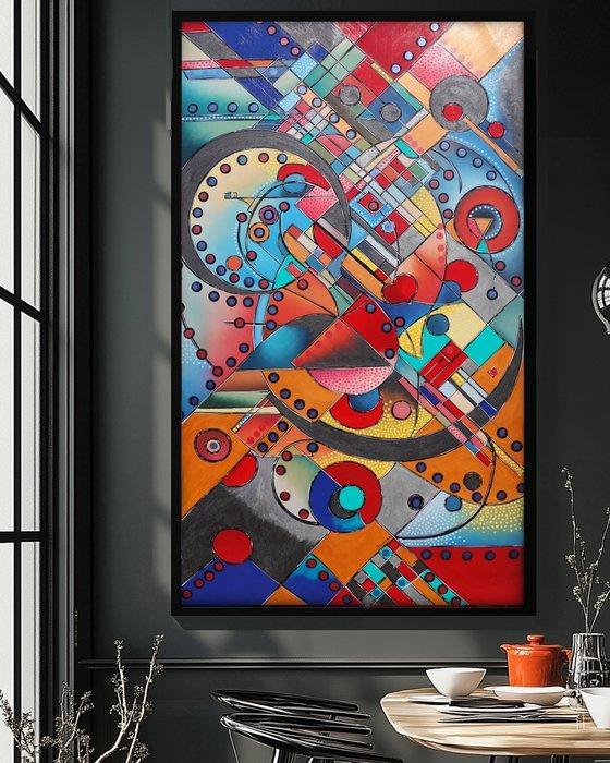 Ksavera - Cubism A1420 - abstract painting on XXL canvas, Antiek en Kunst, Kunst | Schilderijen | Modern