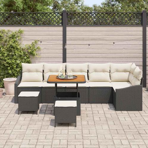 vidaXL Tuinbank Set met kussen 9 pcs Zwart en Crème 80 x 80, Tuin en Terras, Tuinsets en Loungesets, Nieuw, Verzenden