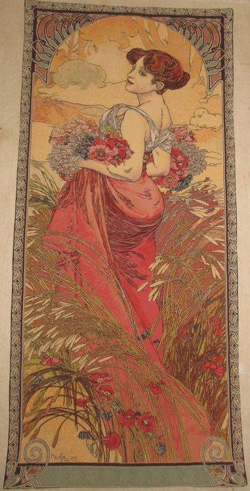(After) Alphonse Mucha - Wandtapijt - 155 cm - 70 cm, Antiek en Kunst, Curiosa en Brocante
