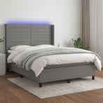 vidaXL Boxspring met matras en LED stof donkergrijs 140x200, Verzenden, Nieuw