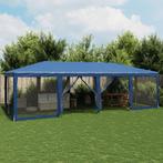 vidaXL Partytent met 12 mesh zijwanden 8x4 m HDPE blauw, Tuin en Terras, Verzenden, Nieuw