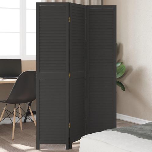 vidaXL Kamerscherm met 3 panelen massief paulowniahout zwart, Huis en Inrichting, Woonaccessoires | Overige, Nieuw, Verzenden