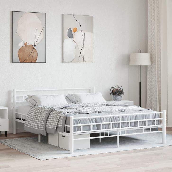 vidaXL Bedframe metaal wit 160x200 cm, Huis en Inrichting, Slaapkamer | Bedden, Nieuw, Verzenden