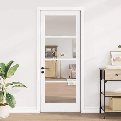 vidaXL Binnendeur met Glas Wit 83 x 211 cm Massief, Doe-het-zelf en Bouw, Deuren en Vliegenramen, Nieuw, Verzenden