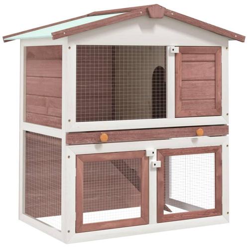 vidaXL Clapier dextérieur 3 portes Marron Bois, Animaux & Accessoires, Rongeurs & Lapins | Cages & Clapiers, Neuf, Envoi