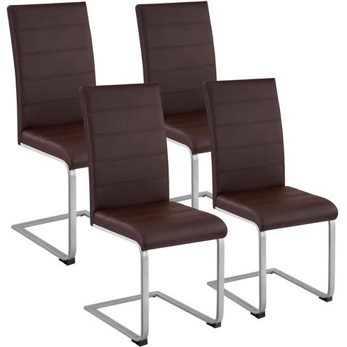 tectake Swingstoelen, kunstleer - bruin, Set van 4, Huis en Inrichting, Stoelen, Verzenden