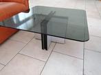 Middentafel - Glas - Glazen salontafel met houten onderstel
