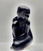 Lalique - sculptuur, Nude Venus - 10 cm - Zwart glas - 1990