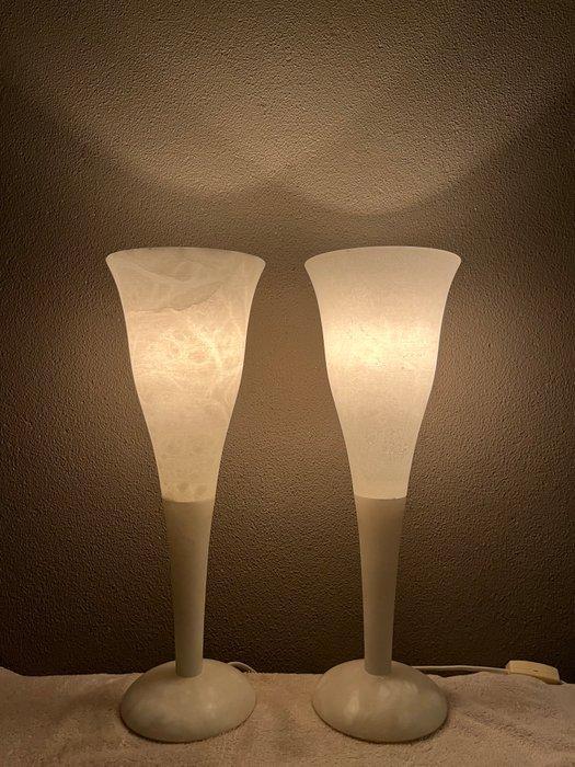 A. Pegasam - Lamp (2) - Albast - A. Pegasam Alabaster lamp, Antiek en Kunst, Curiosa en Brocante
