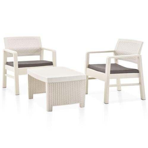 vidaXL 3-delige Loungeset kunststof wit, Tuin en Terras, Tuinsets en Loungesets, Loungeset, Nieuw, Verzenden