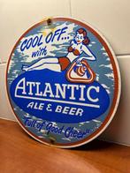 Atlantic Ale & Beer – iconisch rond emaille reclamebord met, Antiek en Kunst