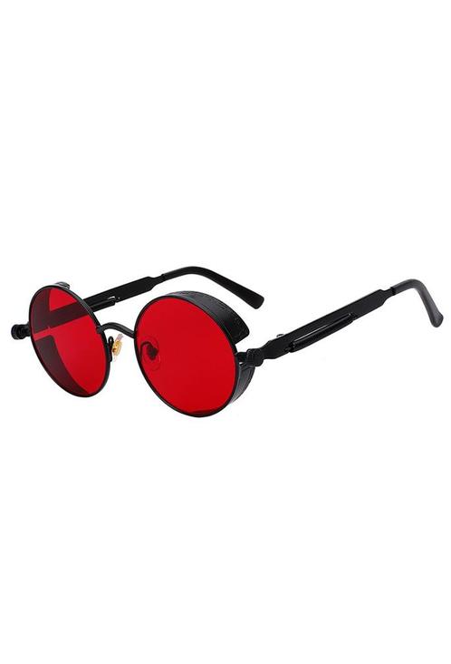 Ronde Bril Steampunk Vintage Zwart Montuur Rond Rode Glazen, Handtassen en Accessoires, Zonnebrillen en Brillen | Dames, Rood