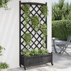 vidaXL Plantenbak met latwerk en wielen massief vurenhout, Tuin en Terras, Verzenden, Nieuw
