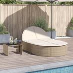 vidaXL Ligbed 2-persoons met kussens poly rattan beige, Tuin en Terras, Verzenden, Nieuw