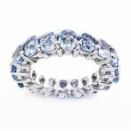 Ring - 14 karaat Witgoud - 8.00ct. tw. Saffier -, Nieuw