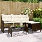 vidaXL Tuinbank met tafel en kussens L-vormig poly rattan, Tuin en Terras, Verzenden, Nieuw