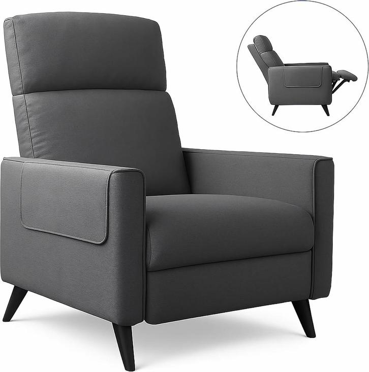 Fauteuil met armleuning - Relaxfauteuil - Relaxstoel - Grijs, Maison & Meubles, Fauteuils, Envoi