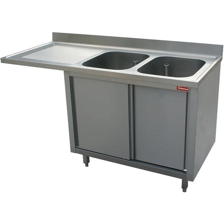 Spoeltafel | RVS | 2 Spoelbakken (Rechts) + Afdruipvlak |, Zakelijke goederen, Horeca | Keukenapparatuur, Nieuw in verpakking