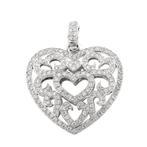 18 Krt. Witgouden hanger van een hart met diamant | 0,815..., Handtassen en Accessoires, Bedels, Ophalen of Verzenden, Gebruikt