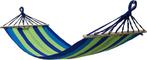 2dekans | Hangmat 200 x 80 cm met dwarsstang – Groen blauw, Tuin en Terras, Ophalen of Verzenden, Nieuw