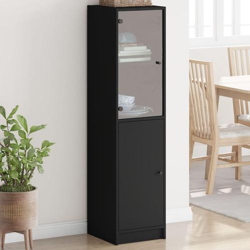 vidaXL Buffet avec porte en verre noir 35x37x142 cm, Maison & Meubles, Armoires | Dressoirs, Neuf, Envoi