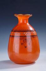 Les verreries de Scailmont - Vaas -  Orange Art deco vase