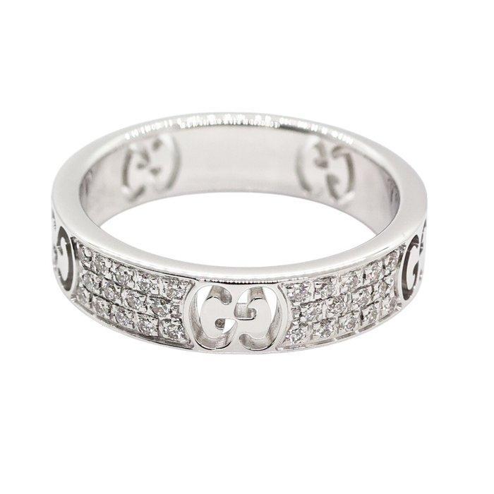 Gucci - Ring - icon ring - 18 karaat Witgoud - pavé diamonds, Handtassen en Accessoires, Ringen