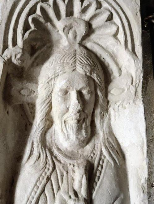 Relief, Cristo Pantocrate - 116 cm - Plâtre, Antiek en Kunst, Kunst | Niet-Westerse kunst