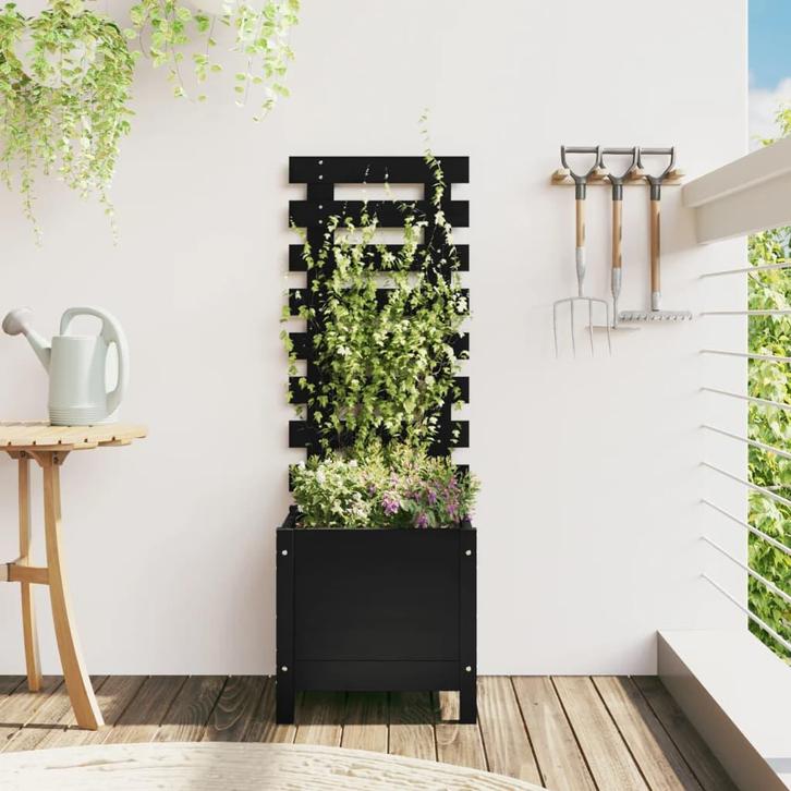 vidaXL Plantenbak met rek 39x39,5x114 cm massief grenenhout, Tuin en Terras, Bloempotten, Nieuw, Verzenden