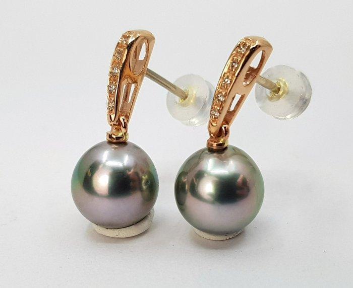 Oorbellen - 14 karaat Roségoud - 0.08ct. tw. - 10x11mm, Handtassen en Accessoires, Oorbellen
