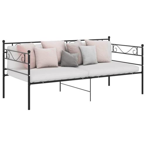 vidaXL Slaapbank metaal zwart 90x200 cm, Huis en Inrichting, Slaapkamer | Bedden, Nieuw, Verzenden