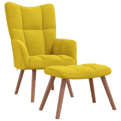 Relaxstoel Mosterdgeel Fluweel - Retour Deal -40% Korting!, Huis en Inrichting, Fauteuils, 50 tot 75 cm, Minder dan 75 cm, Nieuw