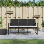 vidaXL Tuinbank 3-zits met kussens polypropeen rattan zwart, Tuin en Terras, Tuinsets en Loungesets, Verzenden, Nieuw