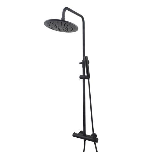 Regendouche Opbouwset Thermostatisch 25cm Zwart, Doe-het-zelf en Bouw, Sanitair, Kraan, Nieuw, Ophalen of Verzenden