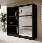 Kledingkast 200 zwart Schuifdeuren smoked glass spiegel, Verzenden, Nieuw