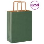 vidaXL Papieren zakken 250 st met hengsels 21x11x28 cm groen, Diversen, Cadeauverpakkingen, Verzenden, Nieuw