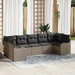 vidaXL 7-delige tuinbankset met kussens in grijs poly rattan, Tuin en Terras, Verzenden, Nieuw