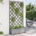 vidaXL Plantenbak met latwerk massief vurenhout grijs, Tuin en Terras, Verzenden, Nieuw