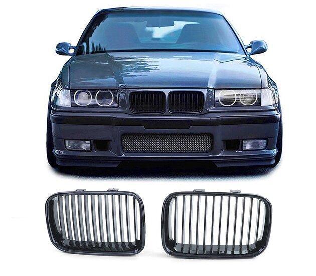 Glanzend Zwart Nieren Gril Set Pre-Facelift BMW E36 B0119, Auto-onderdelen, Carrosserie, Nieuw, BMW, Voor, Links, Rechts