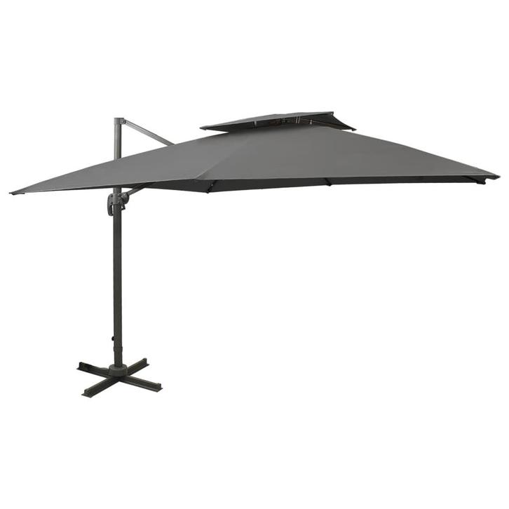 Zonnewering Zweefparasol | Tweede Kansje | Antraciet, Tuin en Terras, Parasols, 3 tot 4 meter, Kantelbaar, Nieuw, Zweefparasol