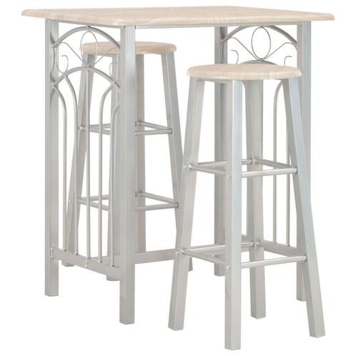 vidaXL 3-delige Barset hout en staal, Huis en Inrichting, Complete eetkamers, Nieuw, Verzenden