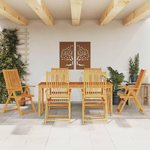 vidaXL 7-delige Tuinset massief acaciahout, Tuin en Terras, Tuinsets en Loungesets, Tuinset, Nieuw, Verzenden