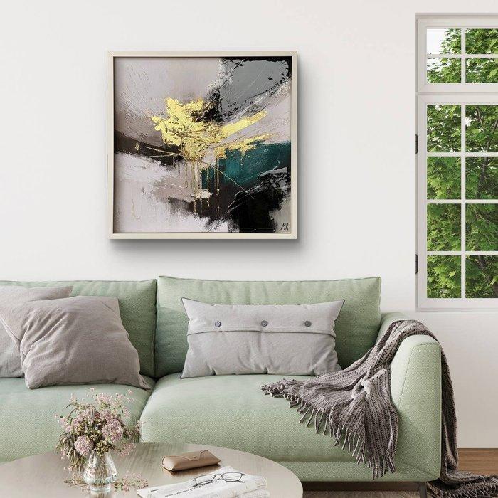 Maria Ruisi - Sculptural Relief Painting–Gold Resin UsBox, Antiquités & Art, Art | Objets design