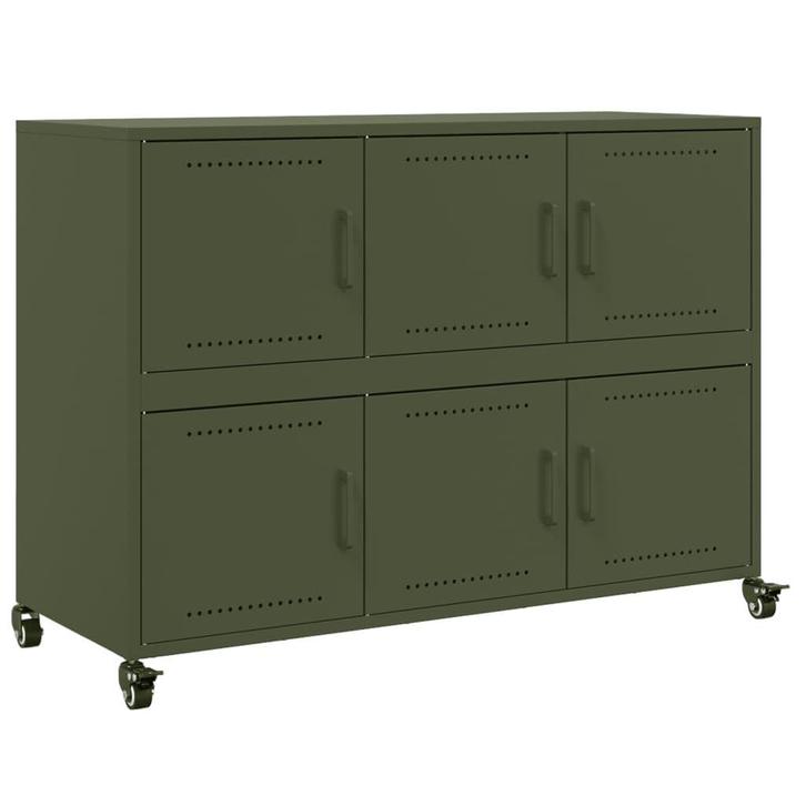 Olijfgroen Dressoir Staal 100cm | Retour Deal 55% Korting, Huis en Inrichting, Kasten | Dressoirs, 100 tot 150 cm, 25 tot 50 cm