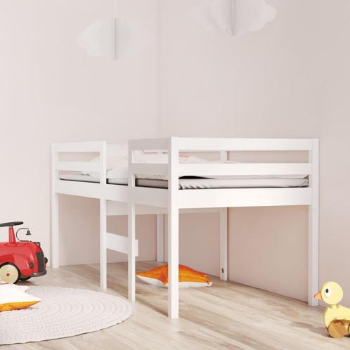 vidaXL Hoogslaper massief grenenhout wit 90x200 cm, Huis en Inrichting, Slaapkamer | Bedden, Nieuw, Verzenden