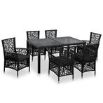vidaXL 7-delige Tuinset poly rattan zwart, Verzenden, Nieuw, Tuinset