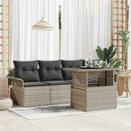 vidaXL Tuinbank Set met kussen 5 pcs Lichtgrijs Poly rattan, Tuin en Terras, Verzenden, Nieuw