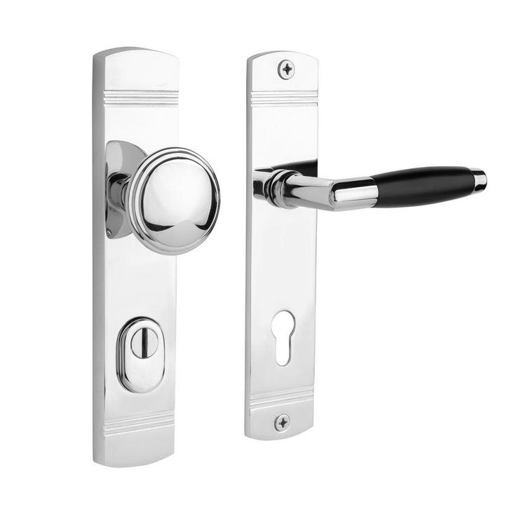 Retro buitendeurbeslag knop/klink PC92 glanzend nikkel, Doe-het-zelf en Bouw, Hang- en Sluitwerk, Klink of Kruk, Nieuw, Overige materialen